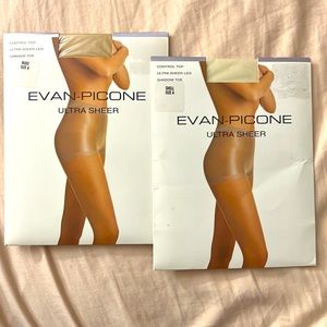 NWT includes 2 Pairs Evan Picone Nylons Pantyhose in Colors: Nude & Shell